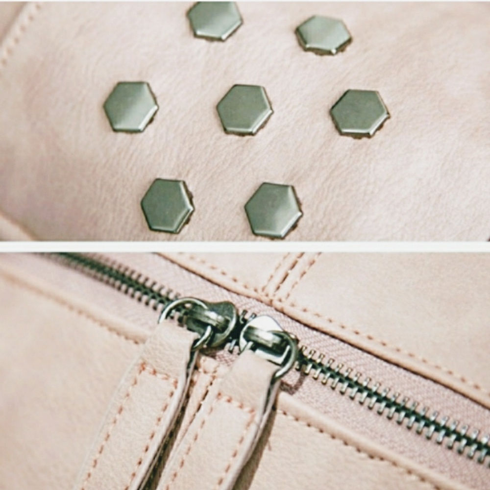 SALE $38-Pink Vegan Leather Backpack - Picture 6 of 8